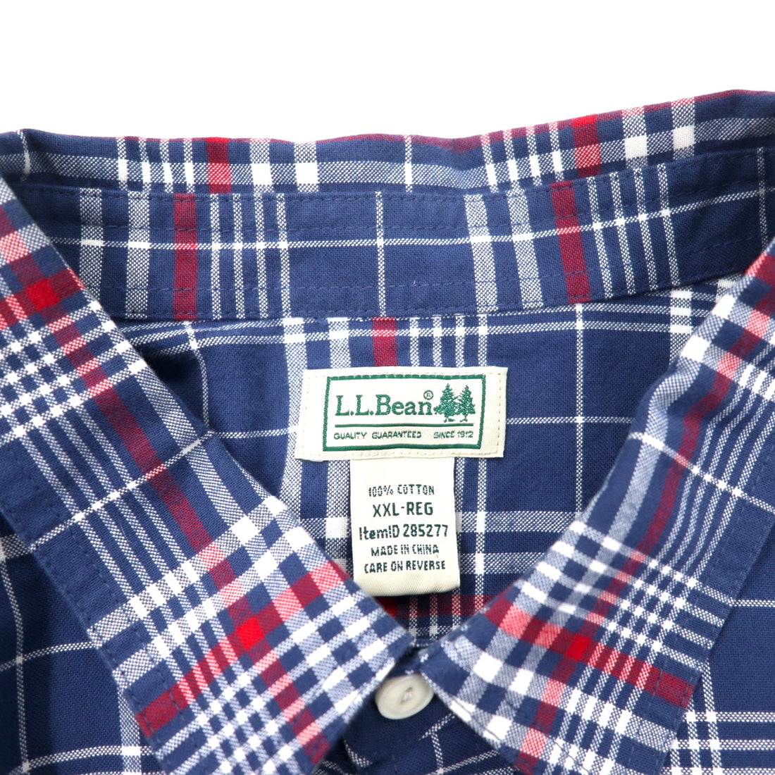LLBean Check Shirt XXL Navy Cotton Big Size 285277