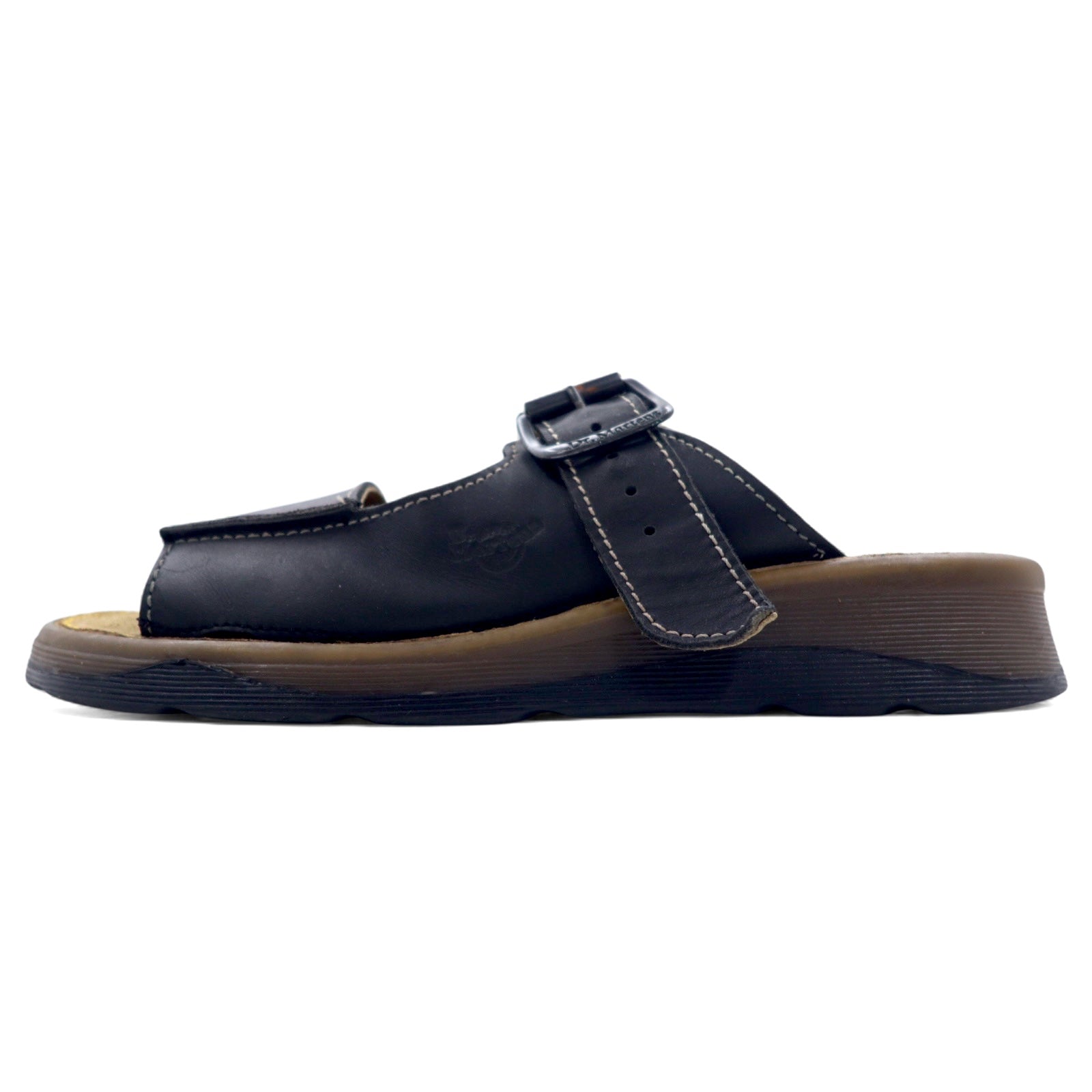 日本然リトテ-古着オンライン-Dr.Martens レザー スライド サンダル 25cm ブラック ロゴ 8A51-Dr.Martens Leather Slide Sandals US7 Black Logo 8A51