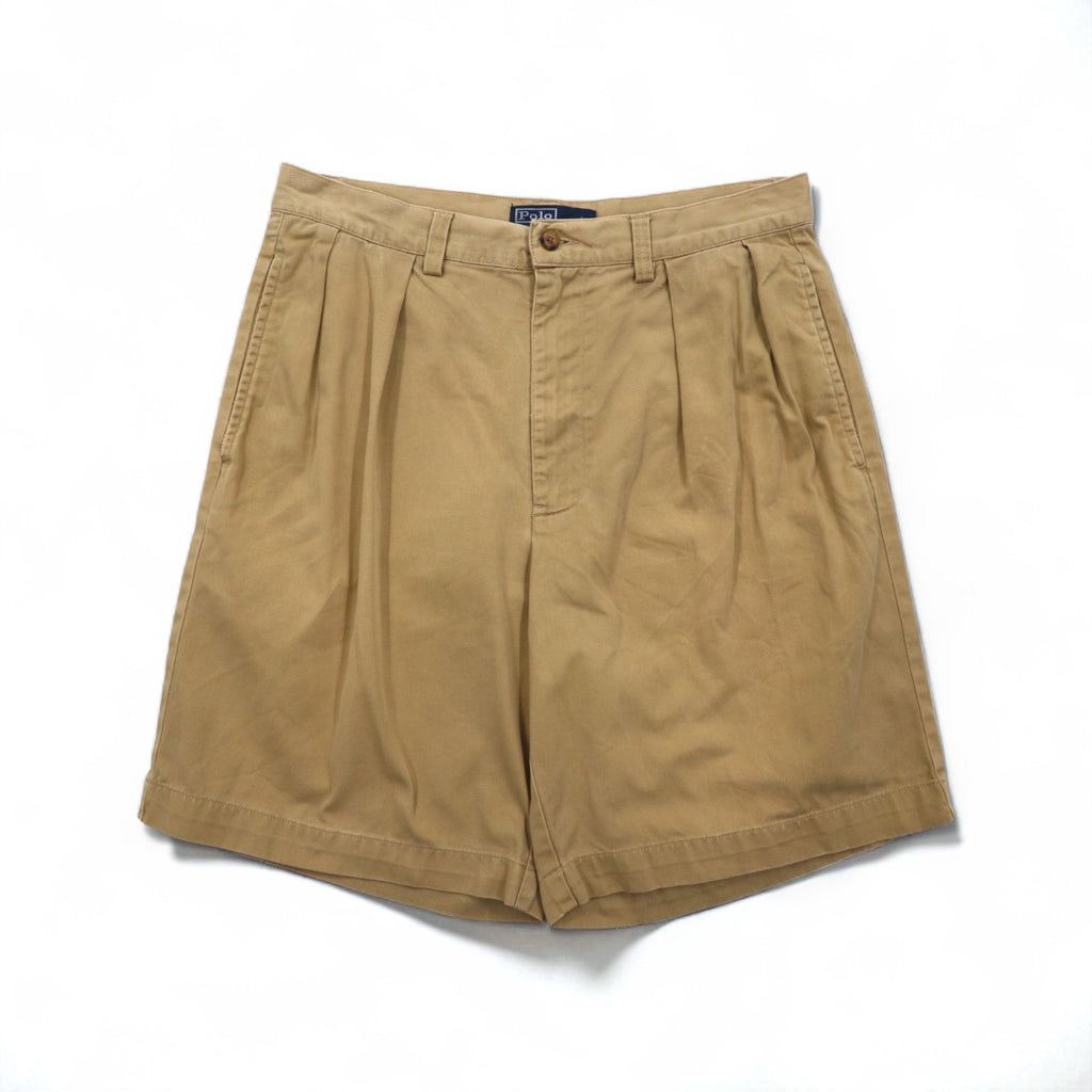 Polo by Ralph Lauren 90年代 ポロチノ TYLER SHORT 2タック ショートパンツ ハーフパンツ M ベージュ コットン