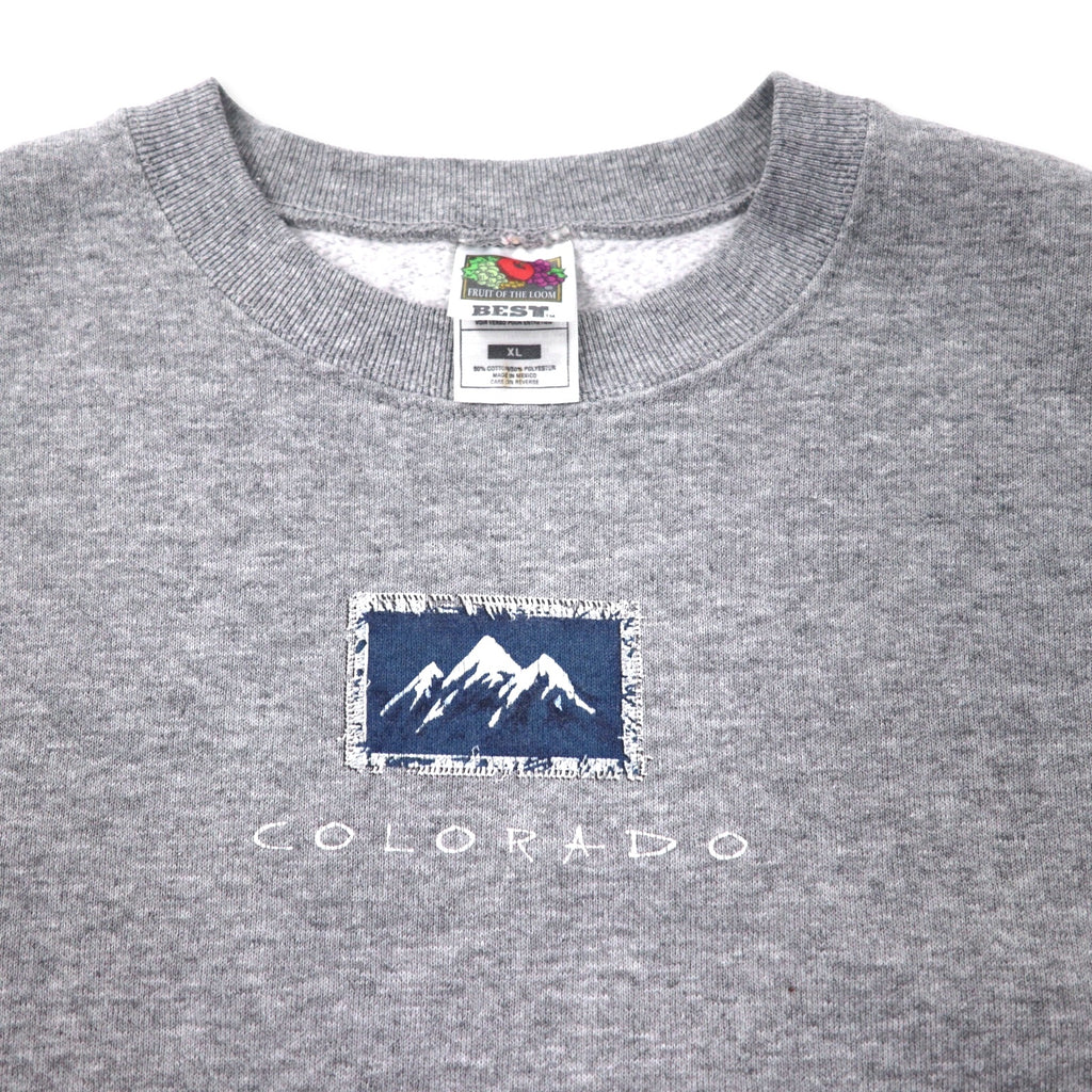 FRUIT OF THE LOOM PRINTED SWEATSHIRT XL GREY COTTON COLORADO MADE IN MEXICO