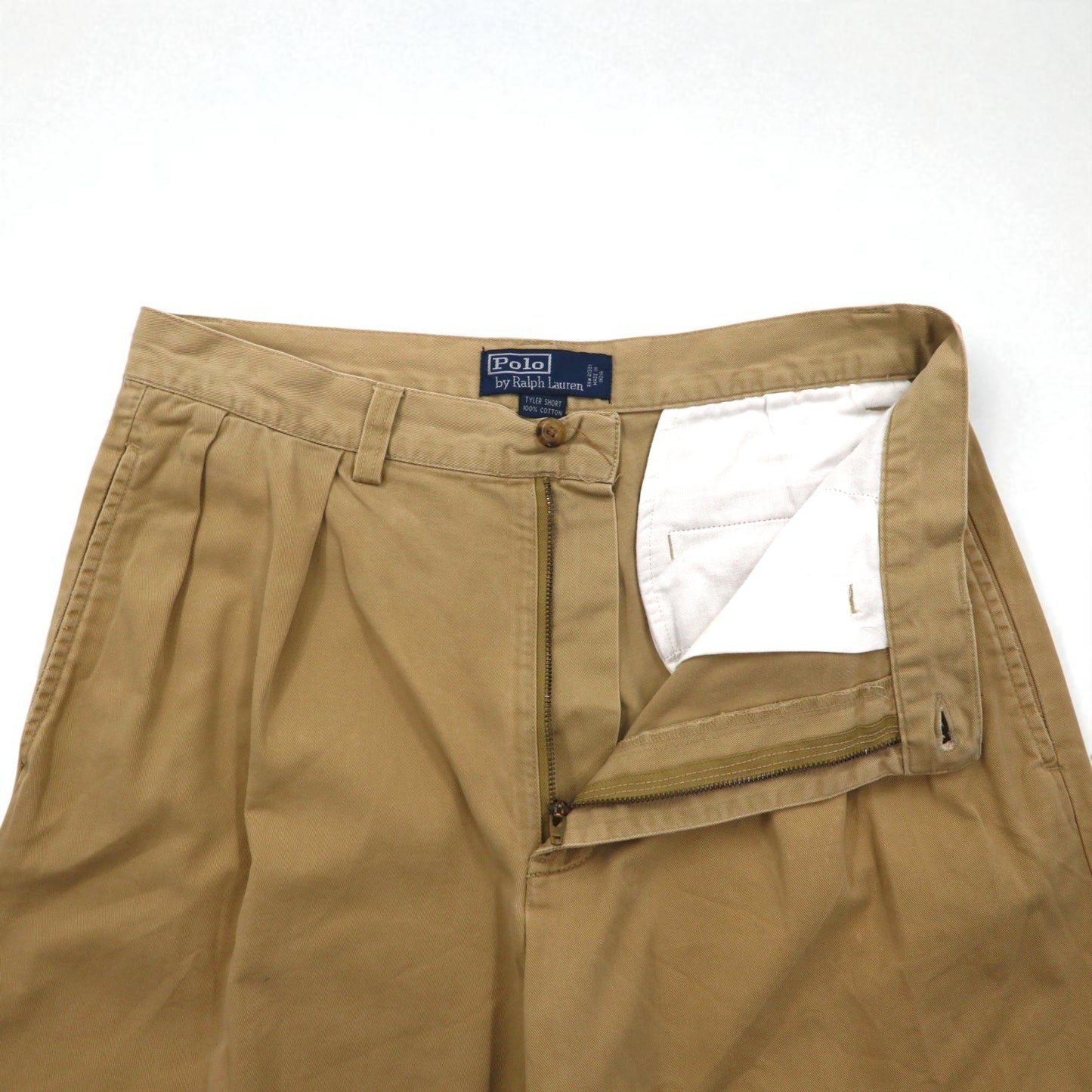 Polo by Ralph Lauren 90年代 ポロチノ TYLER SHORT 2タック ショートパンツ ハーフパンツ M ベージュ コットン