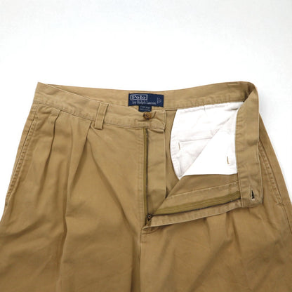 Polo by Ralph Lauren 90年代 ポロチノ TYLER SHORT 2タック ショートパンツ ハーフパンツ M ベージュ コットン