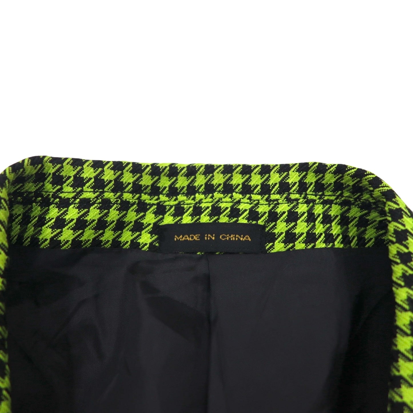 80s Italian Vintage Blazer Dino Divinch Houndstooth Check Blazer, Size 4B, Tailored Jacket, XL, Yellow, Houndstooth