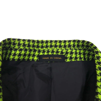 80s Italian Vintage Blazer Dino Divinch Houndstooth Check Blazer, Size 4B, Tailored Jacket, XL, Yellow, Houndstooth