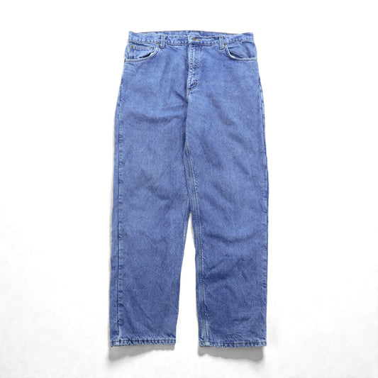 carhartt USA製 フランネルライナー デニムパンツ ジーンズ XL インディゴ 裏地 チェック ビッグサイズ B21DST