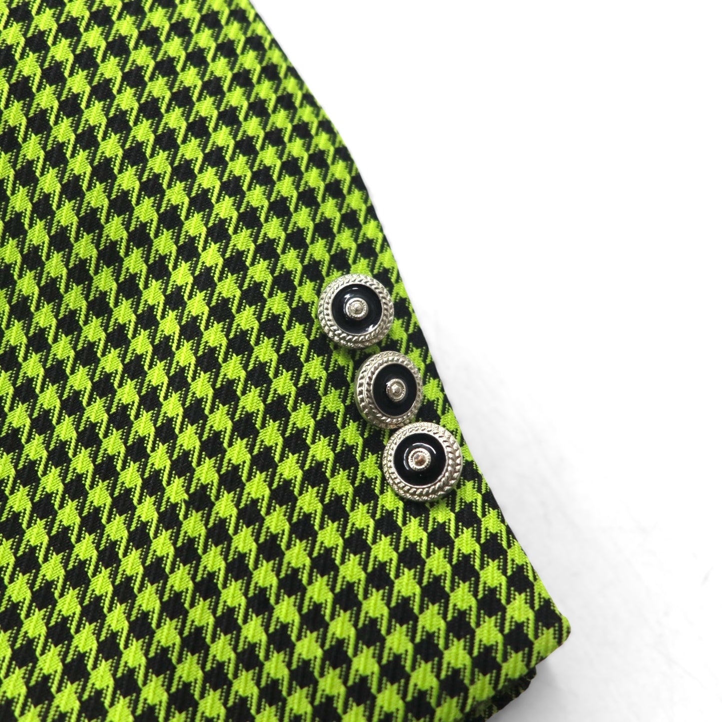 80s Italian Vintage Blazer Dino Divinch Houndstooth Check Blazer, Size 4B, Tailored Jacket, XL, Yellow, Houndstooth