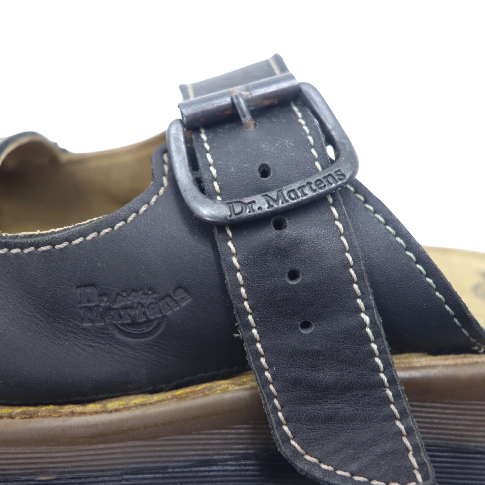 Dr. Martens Leather Slide Sandals 25cm Black Logo 8A51