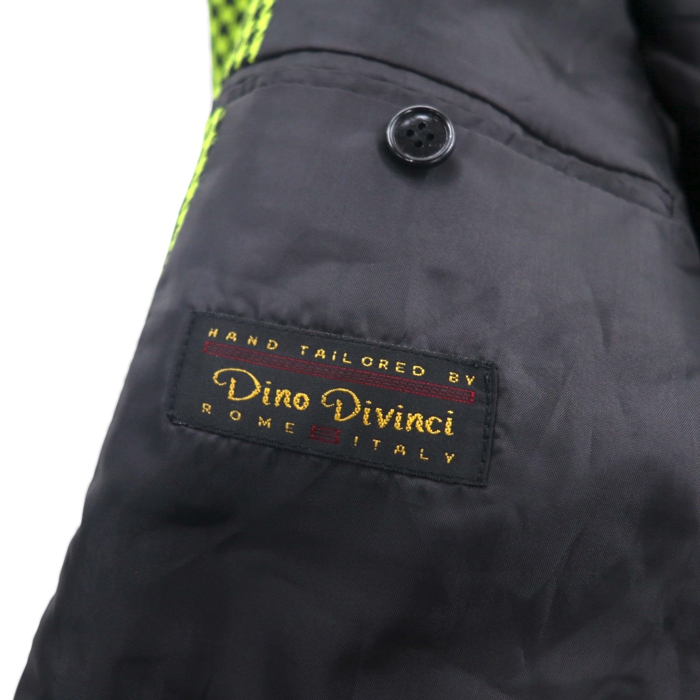 80s Italian Vintage Blazer Dino Divinch Houndstooth Check Blazer, Size 4B, Tailored Jacket, XL, Yellow, Houndstooth