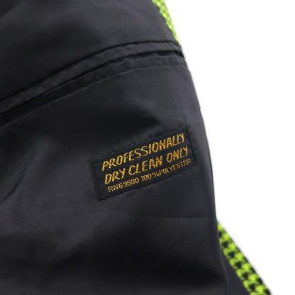 80s Italian Vintage Blazer Dino Divinch Houndstooth Check Blazer, Size 4B, Tailored Jacket, XL, Yellow, Houndstooth