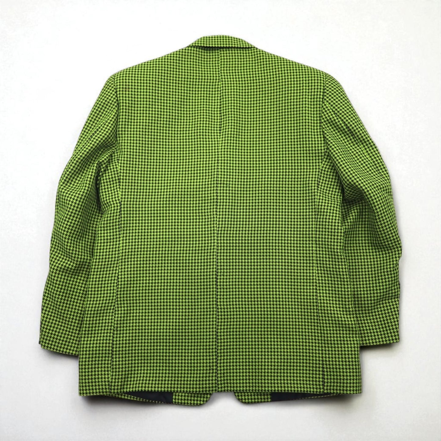 80s Italian Vintage Blazer Dino Divinch Houndstooth Check Blazer, Size 4B, Tailored Jacket, XL, Yellow, Houndstooth