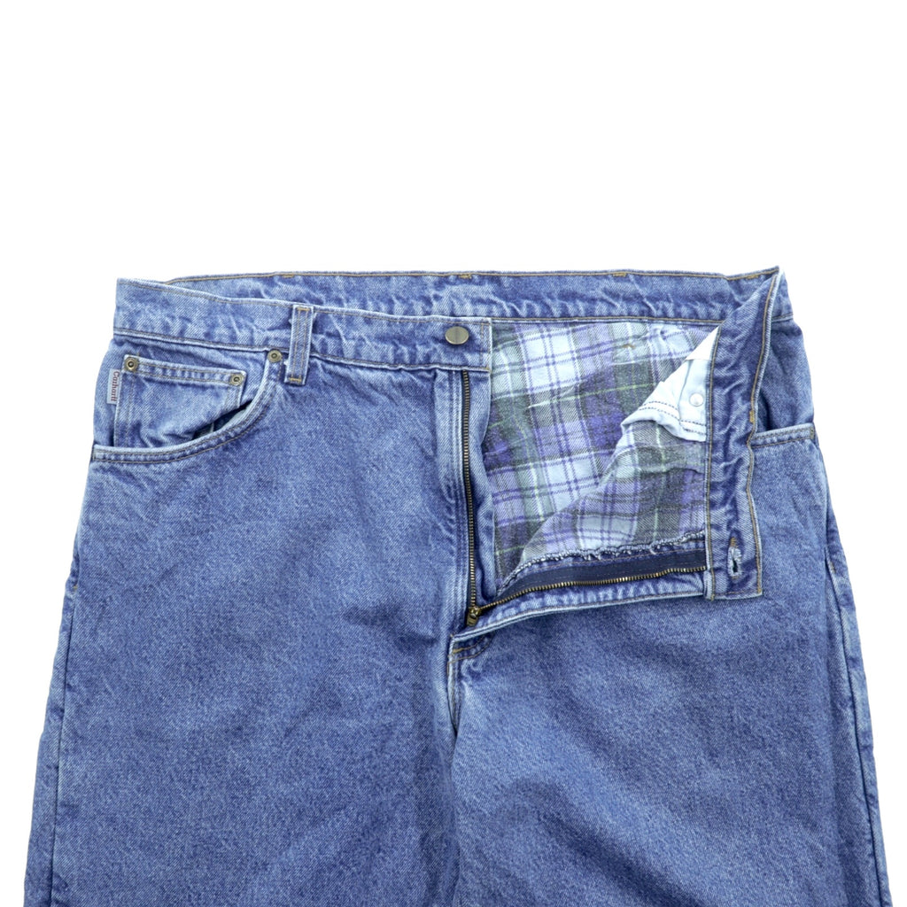 carhartt USA製 フランネルライナー デニムパンツ ジーンズ XL インディゴ 裏地 チェック ビッグサイズ B21DST