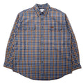 日本然リトテ-古着オンライン-Carhartt フランネル ワークシャツ L ネイビー ブラウン コットン ビッグサイズ-Carhartt Flannel Work Shirt L Navy Brown Cotton Big Size
