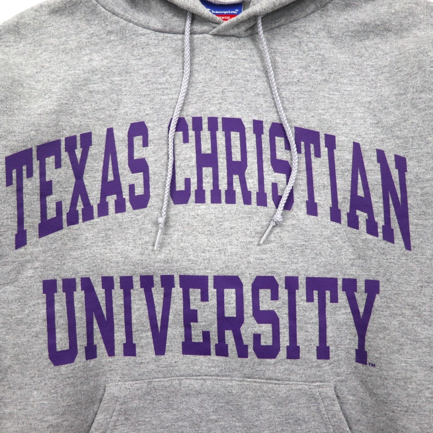 Champion 00年代 カレッジプリント プルオーバーパーカー S グレー TEXAS CHRISTIAN UNIVERSITY
