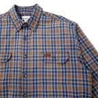 Carhartt Flannel Work Shirt L Navy Brown Cotton Big Size