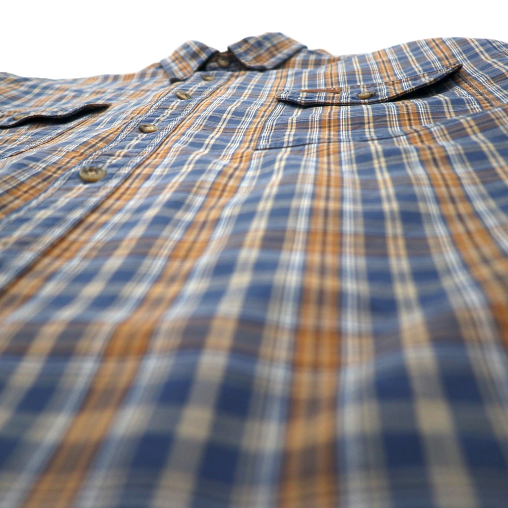 Carhartt Flannel Work Shirt L Navy Brown Cotton Big Size