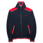 日本然リトテ-古着オンライン-adidas 西ドイツ製 70年代 トラックジャケット ジャージ L レッド ブラック ポリエステル トレフォイルロゴ デサント社製-adidas West Germany Made 70's Track Jacket Jersey L Red Black Polyester Trefoil Logo Manufactured by Descente