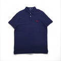POLO RALPH LAUREN Polo Shirt XL Navy Cotton Pique CUSTOM SLIM FIT Small Pony Embroidery