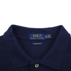 POLO RALPH LAUREN Polo Shirt XL Navy Cotton Pique CUSTOM SLIM FIT Small Pony Embroidery