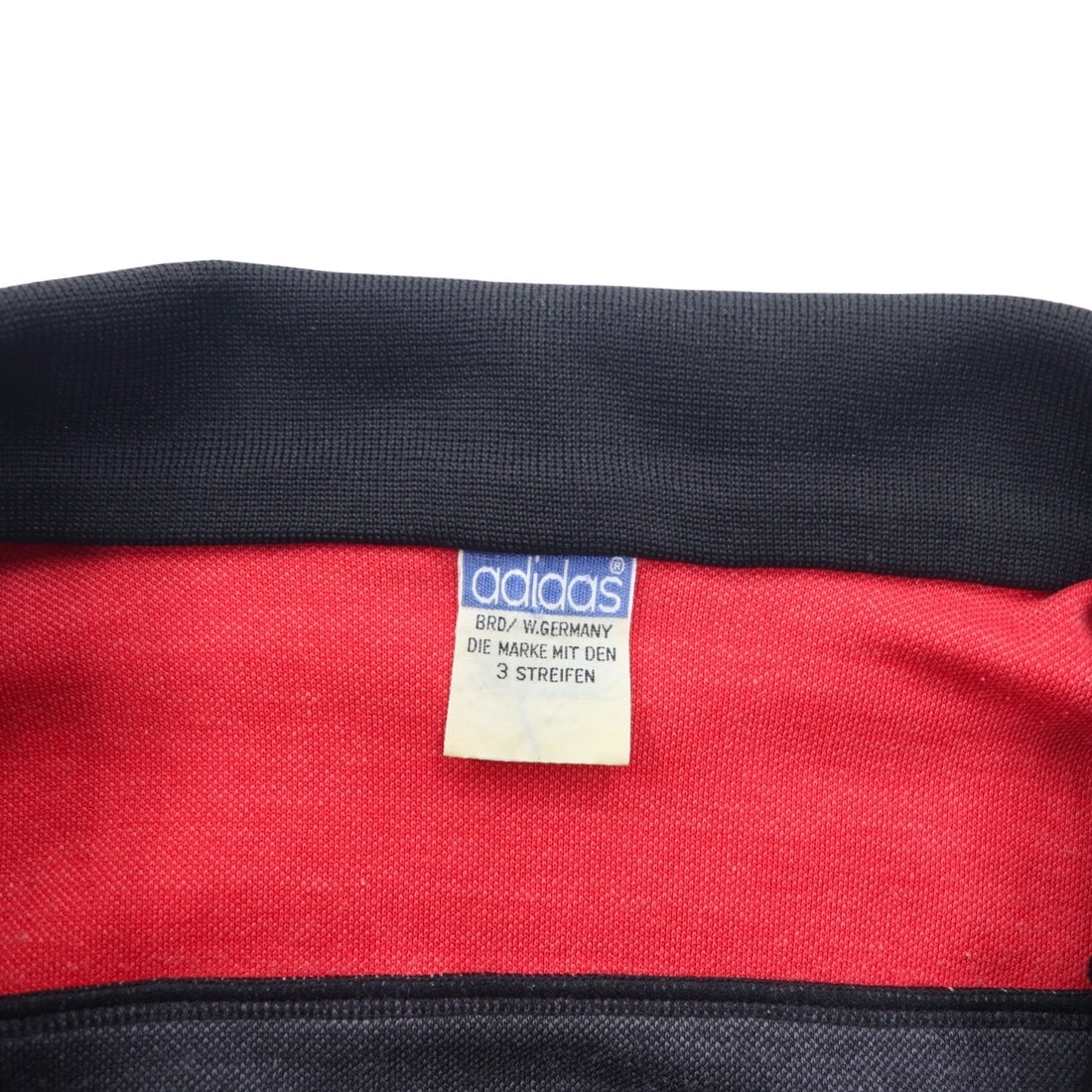 adidas Made in West Germany 70s Track Jacket Jersey L Red Black Polyester Trefoil Logo Made by Descente