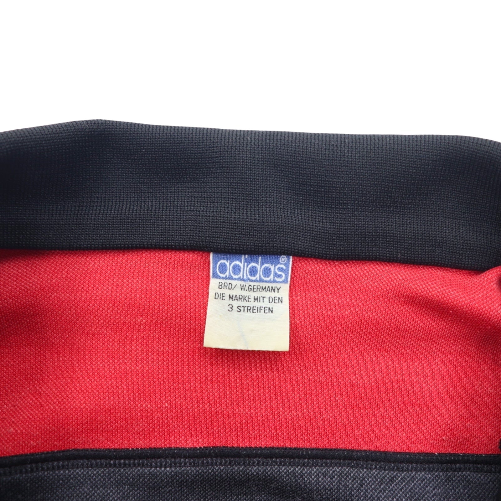 adidas 西ドイツ製 70年代 トラックジャケット ジャージ L レッド ブラック ポリエステル トレフォイルロゴ デサント社製