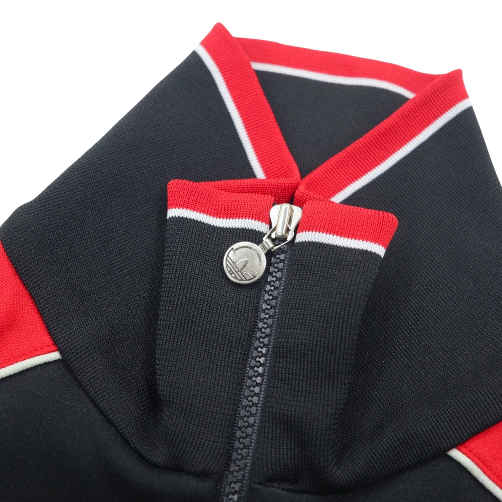 adidas 西ドイツ製 70年代 トラックジャケット ジャージ L レッド ブラック ポリエステル トレフォイルロゴ デサント社製