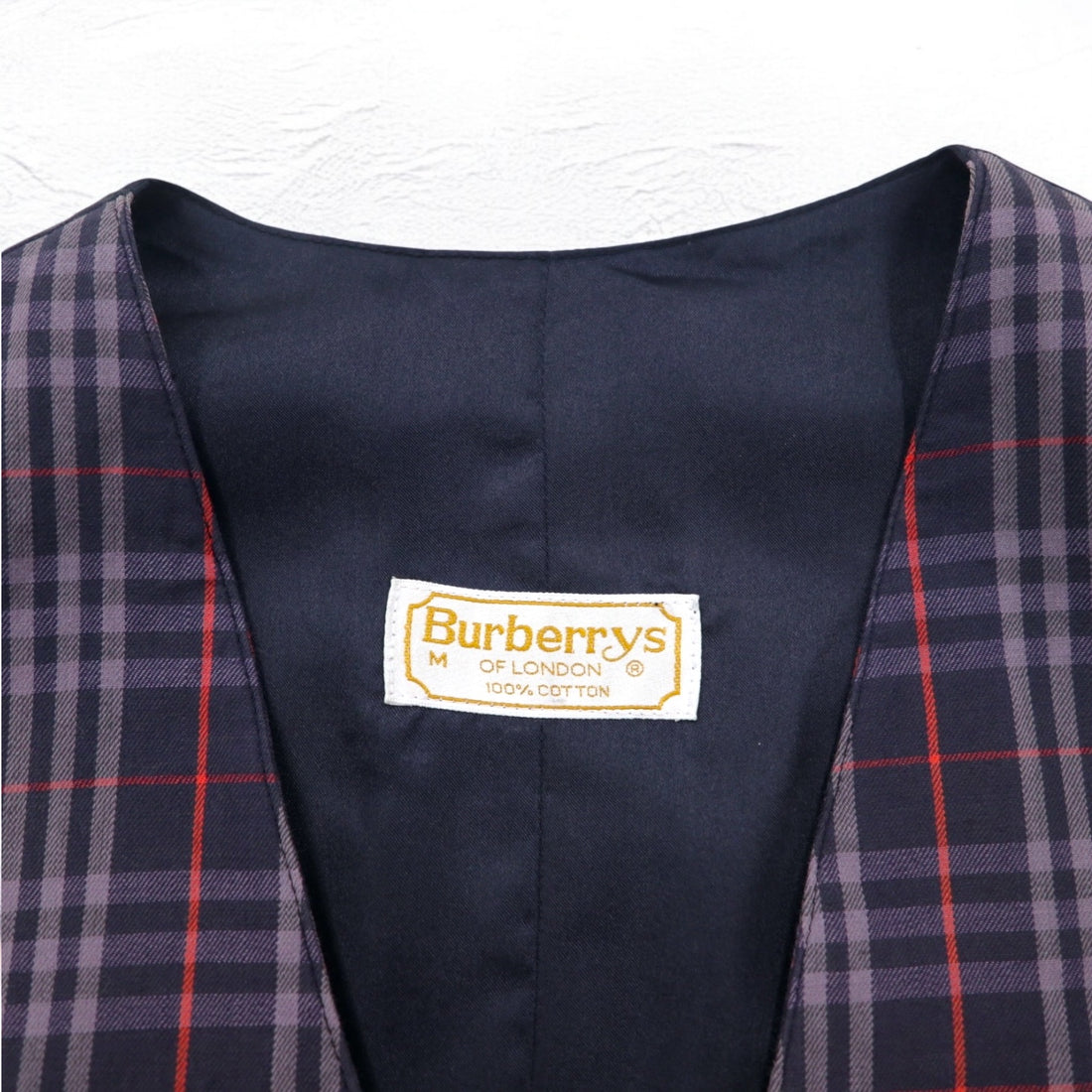 Burberrys Old Nova Check Gilet Vest Medium Navy Cotton