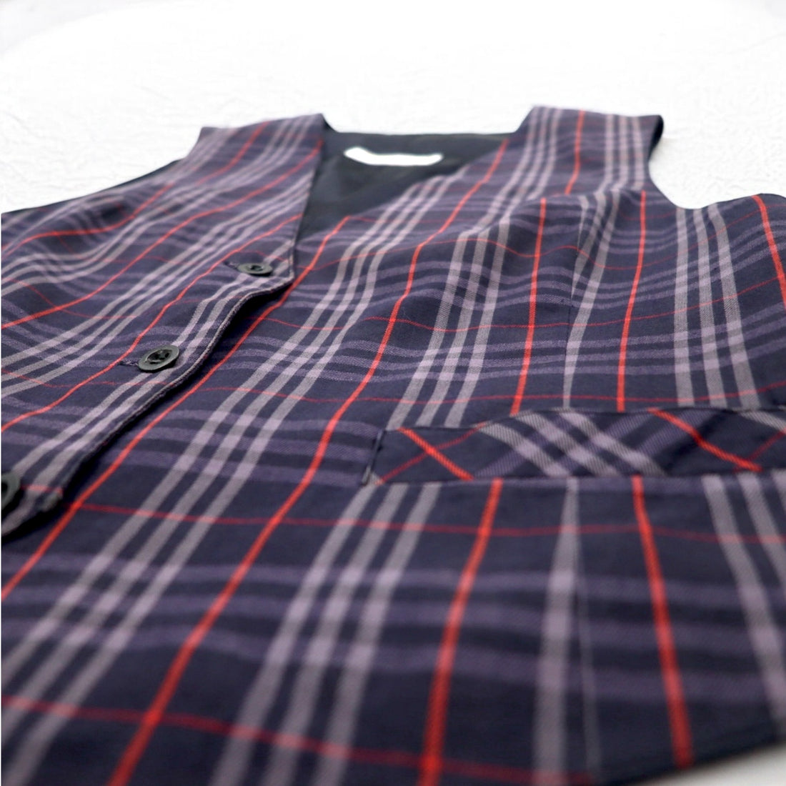 Burberrys Old Nova Check Gilet Vest Medium Navy Cotton