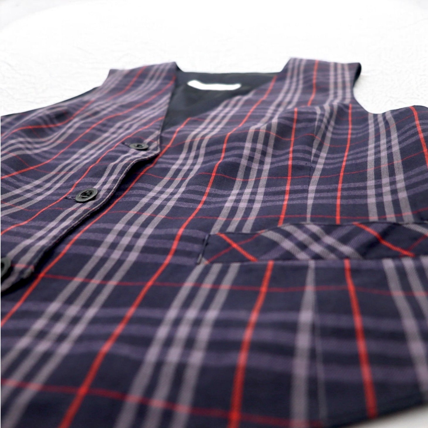 Burberrys Old Nova Check Gilet Vest Medium Navy Cotton