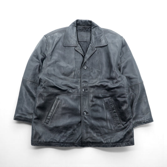 U.S. AIR FORCE COMMANDING OFFICER レザー カーコート ジャケット XL ブラック