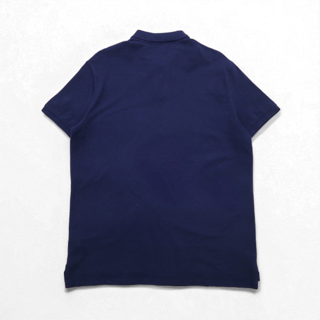 POLO RALPH LAUREN Polo Shirt XL Navy Cotton Pique CUSTOM SLIM FIT Small Pony Embroidery