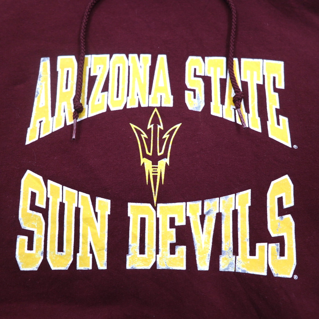 CHAMPION College Print Pullover Hoodie S Bordeaux ECO FLEECE Fleece Lining ARIZONA STATE SUN DEVILS Made in Nicaragua