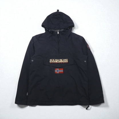 NAPAPIJRI Anorak Parka, Fleece-Lined, Half-Zip Nylon Jacket, Size L, Black, N0YGNJ