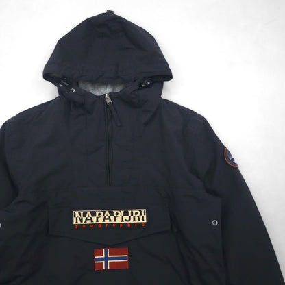 NAPAPIJRI Anorak Parka, Fleece-Lined, Half-Zip Nylon Jacket, Size L, Black, N0YGNJ