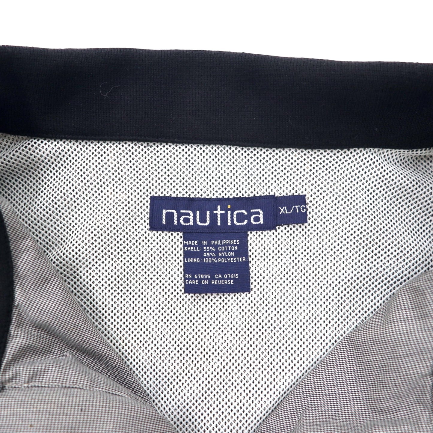 nautica 90年代 ハーフジップ スウィングトップ ハリントンジャケット XL グレー コットン ナイロン ワンポイントロゴ