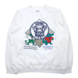 USA製 90年代 Tultex プリントスウェット 2XL ホワイト コットン USF&F Sugar Bowl