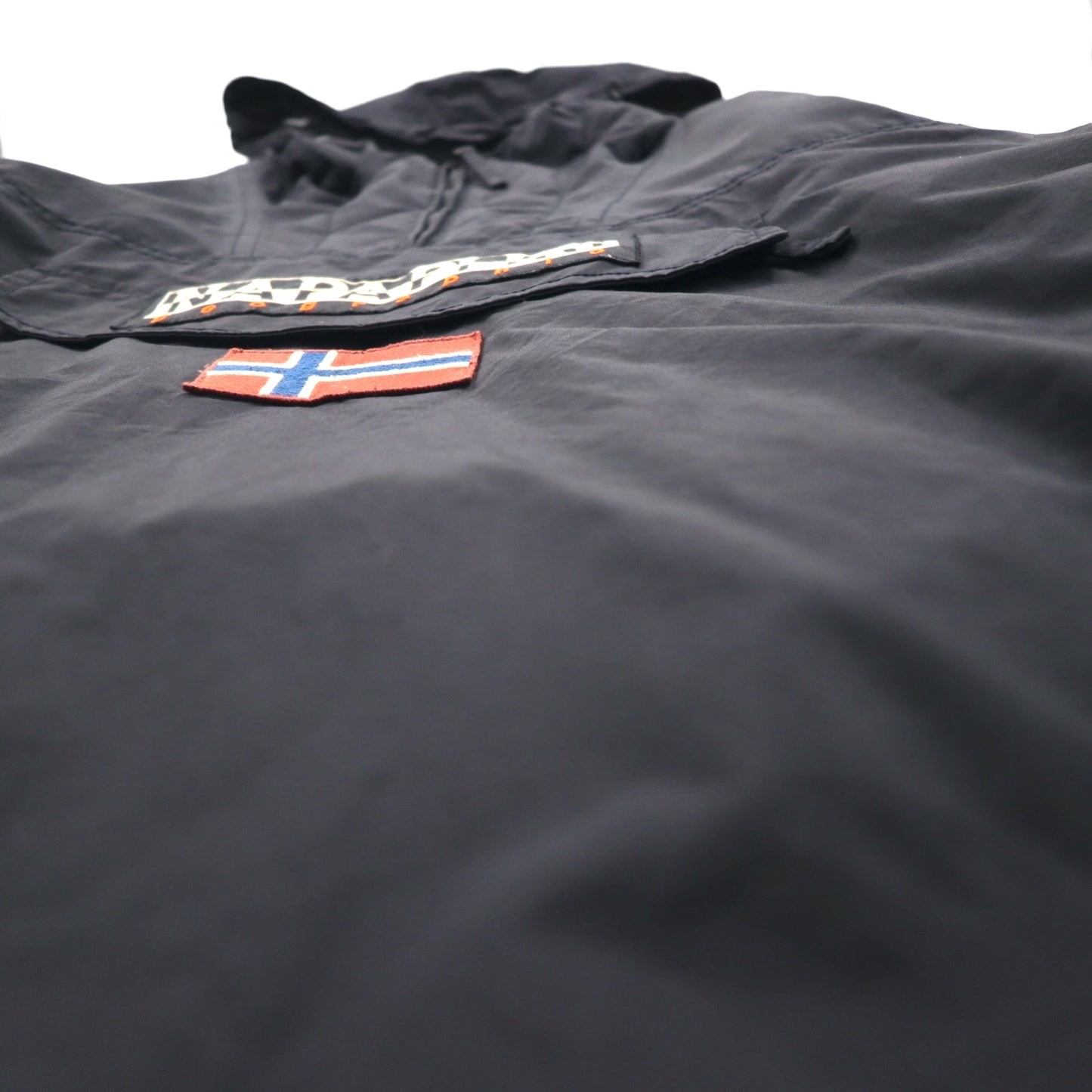 NAPAPIJRI Anorak Parka, Fleece-Lined, Half-Zip Nylon Jacket, Size L, Black, N0YGNJ