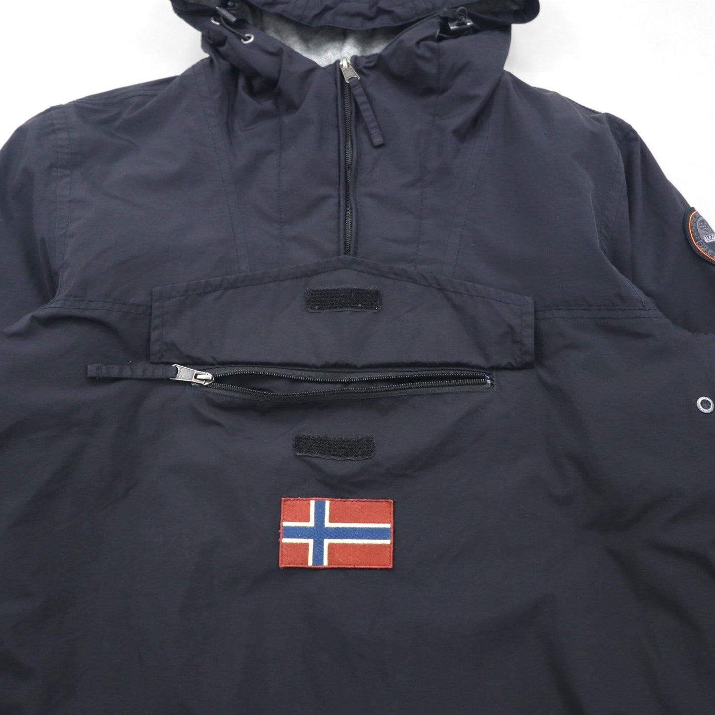 NAPAPIJRI Anorak Parka, Fleece-Lined, Half-Zip Nylon Jacket, Size L, Black, N0YGNJ