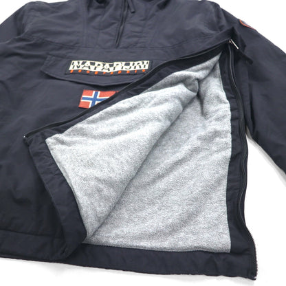 NAPAPIJRI Anorak Parka, Fleece-Lined, Half-Zip Nylon Jacket, Size L, Black, N0YGNJ