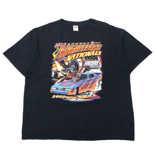 日本然リトテ-古着オンライン-anvil レーシングカー 両面プリント Tシャツ 2X ブラック コットン NIGHTFIRE NATIONALS ビッグサイズ-