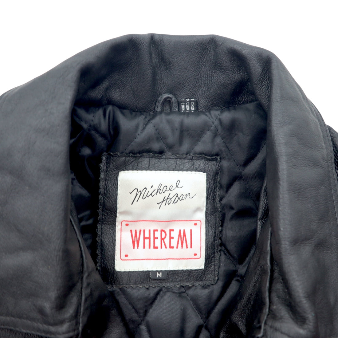 90s Michael Hoban WHEREMI Stars and Stripes Single Riders Leather Jacket M Black Leather BUD