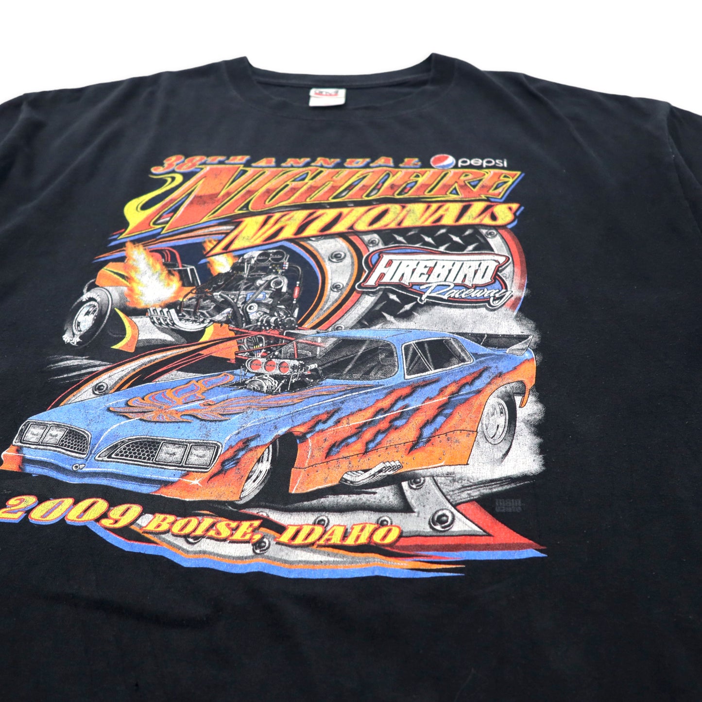 anvil レーシングカー 両面プリント Tシャツ 2X ブラック コットン NIGHTFIRE NATIONALS ビッグサイズ