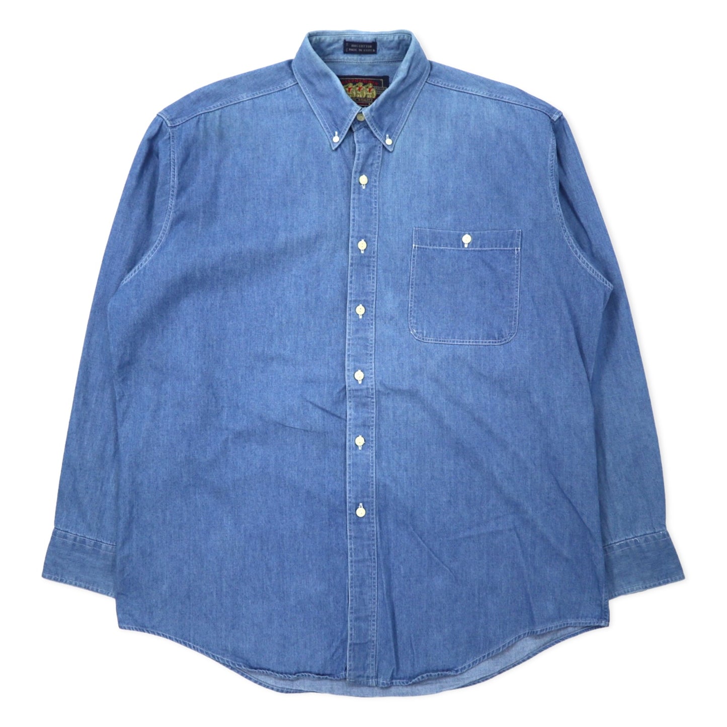 日本然リトテ-古着オンライン-CHAPS RALPH LAUREN 90年代 デニム ボタンダウンシャツ 16.5-34/35 ブルー コットン-CHAPS RALPH LAUREN 90's Denim button-down Shirts 16.5-34/35 Blue Cotton