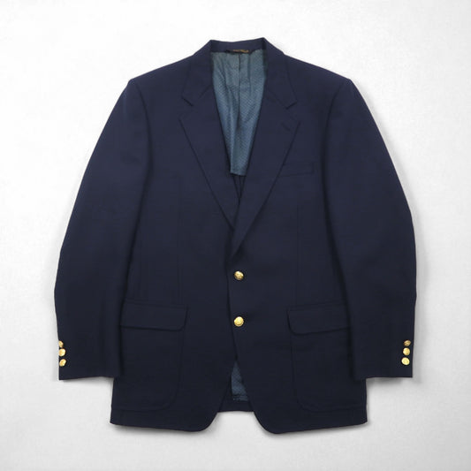80s USA UNION MADE Vintage Navy Blazer Joshua Trent 80年代 USA製 2B テーラードジャケット L ユニオンメイド ACTWUタグ 金ボタン 紺ブレ