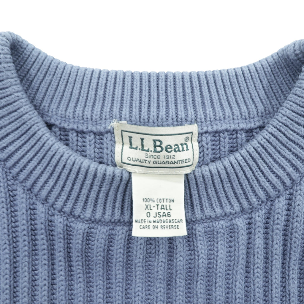 L.L.Bean 90年代 リブ ニット セーター XL ブルー コットン クルーネック JSA6