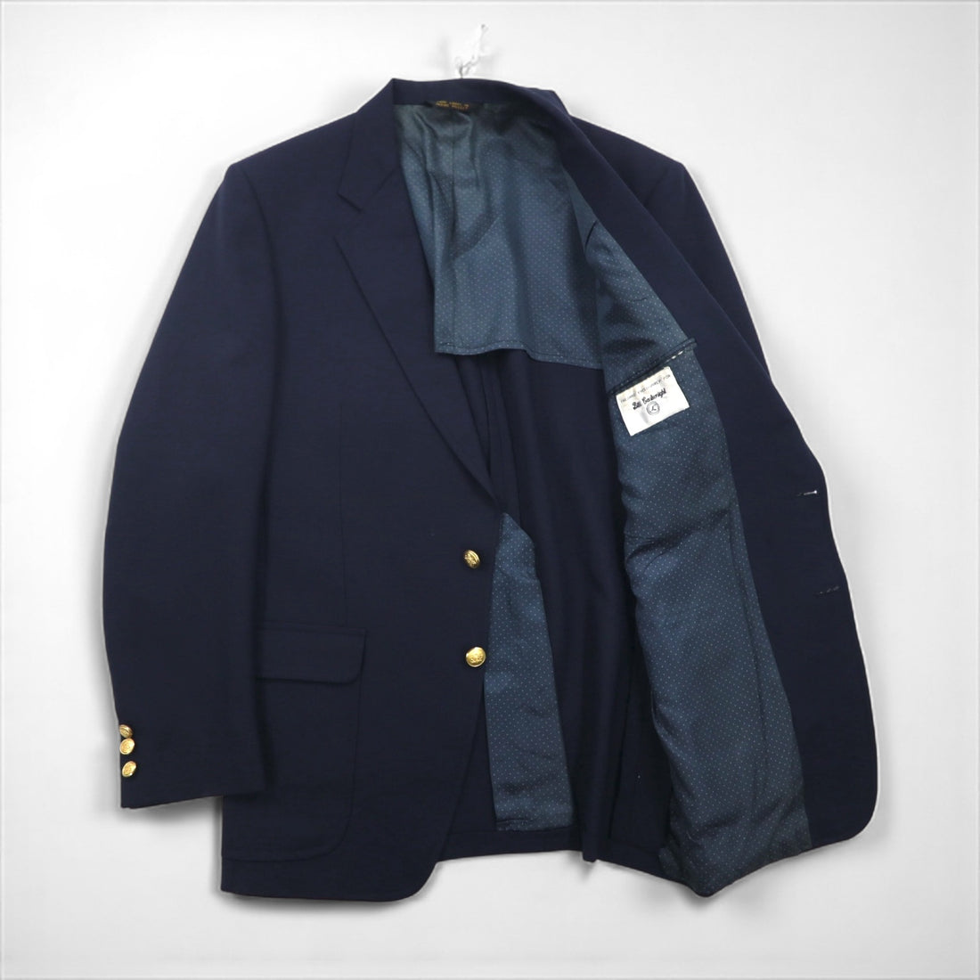 80s USA UNION MADE Vintage Navy Blazer Joshua Trent 80s USA Made 2B Tailored Jacket Size L Union Made ACTWU Tag Gold Buttons Navy Blazer