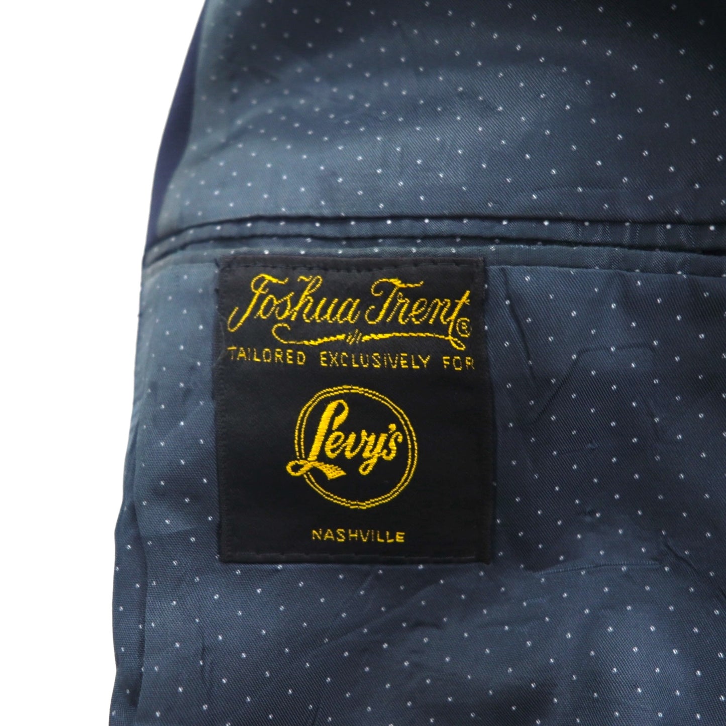 80s USA UNION MADE Vintage Navy Blazer Joshua Trent 80年代 USA製 2B テーラードジャケット L ユニオンメイド ACTWUタグ 金ボタン 紺ブレ