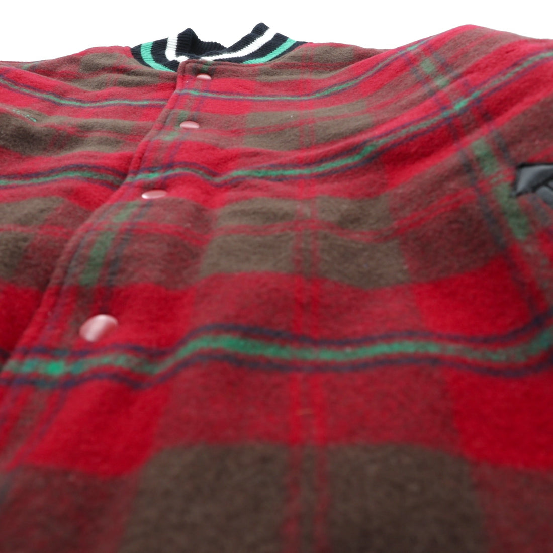 Columbia 00s Leather Varsity Jacket, XL, Red Wool, Gilcrest Check, PM3341, XCO Cowhide