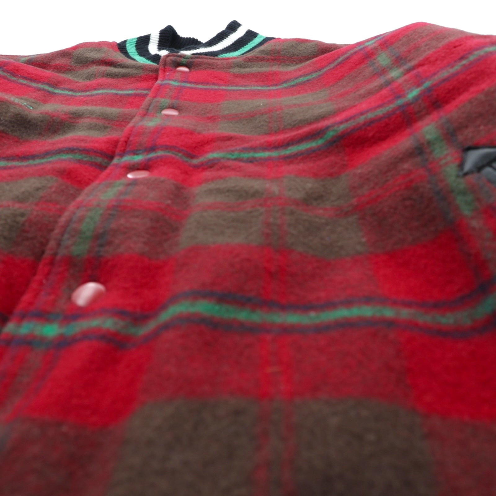 Columbia 00年代 袖レザー スタジャン XL レッド ウール ギルクレスト ジャケット チェック PM3341 XCO 牛革