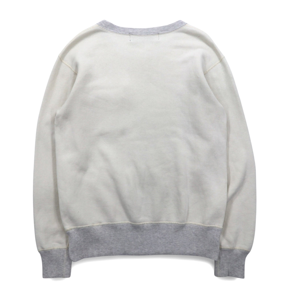 FAT クルーネック スウェット M オフホワイト グレー U.S.ARMY フラップポケット