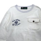 FAT クルーネック スウェット M オフホワイト グレー U.S.ARMY フラップポケット